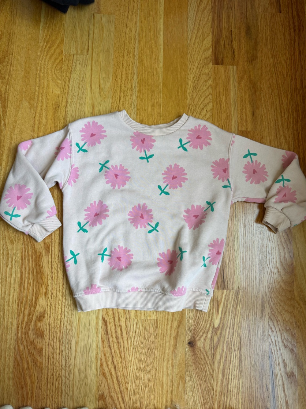 Zara Pink Floral Crewneck Sweatshirt - Pastel Flower Print